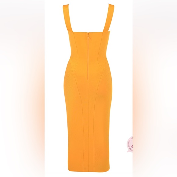 House of CB CHARLENE Tangerine Bandage Midi Dress - Picture 3 of 9